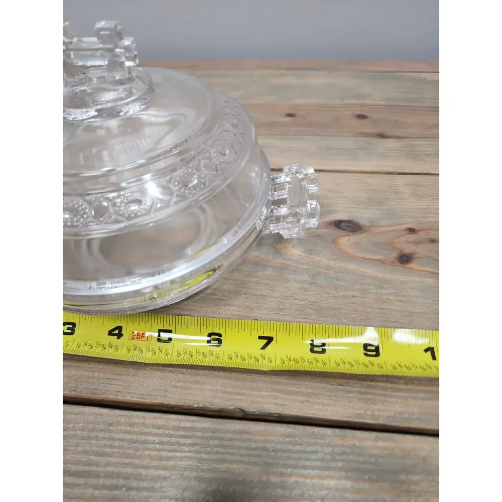 Vintage 1880s Doyle & Co EAPG Pressed Glass Two Band Butter Cheese Dish Jar Lid